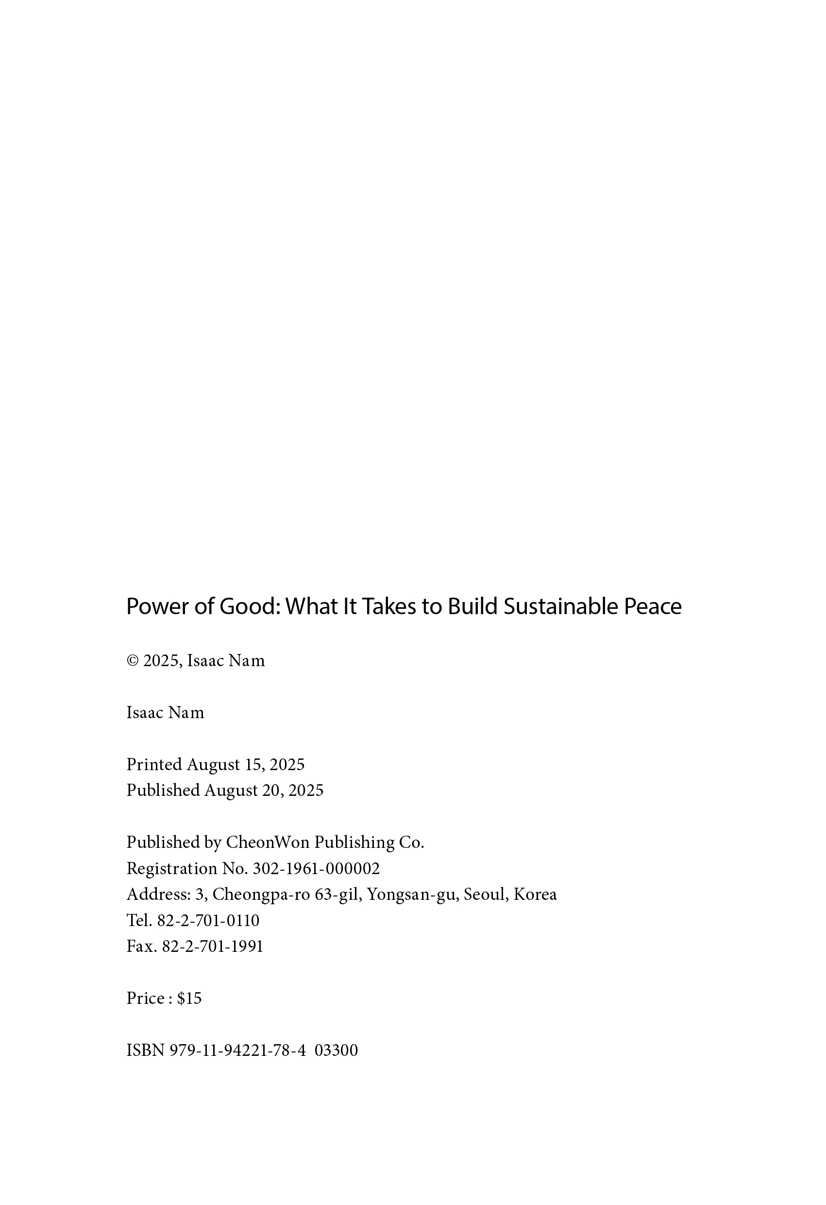 POWER OF GOOD: What It Takes to Build Sustainable Peace