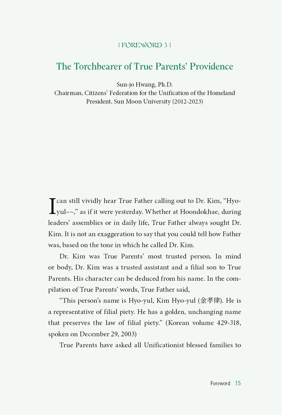 Memories of Grace: A Life of Attendance to True Parents